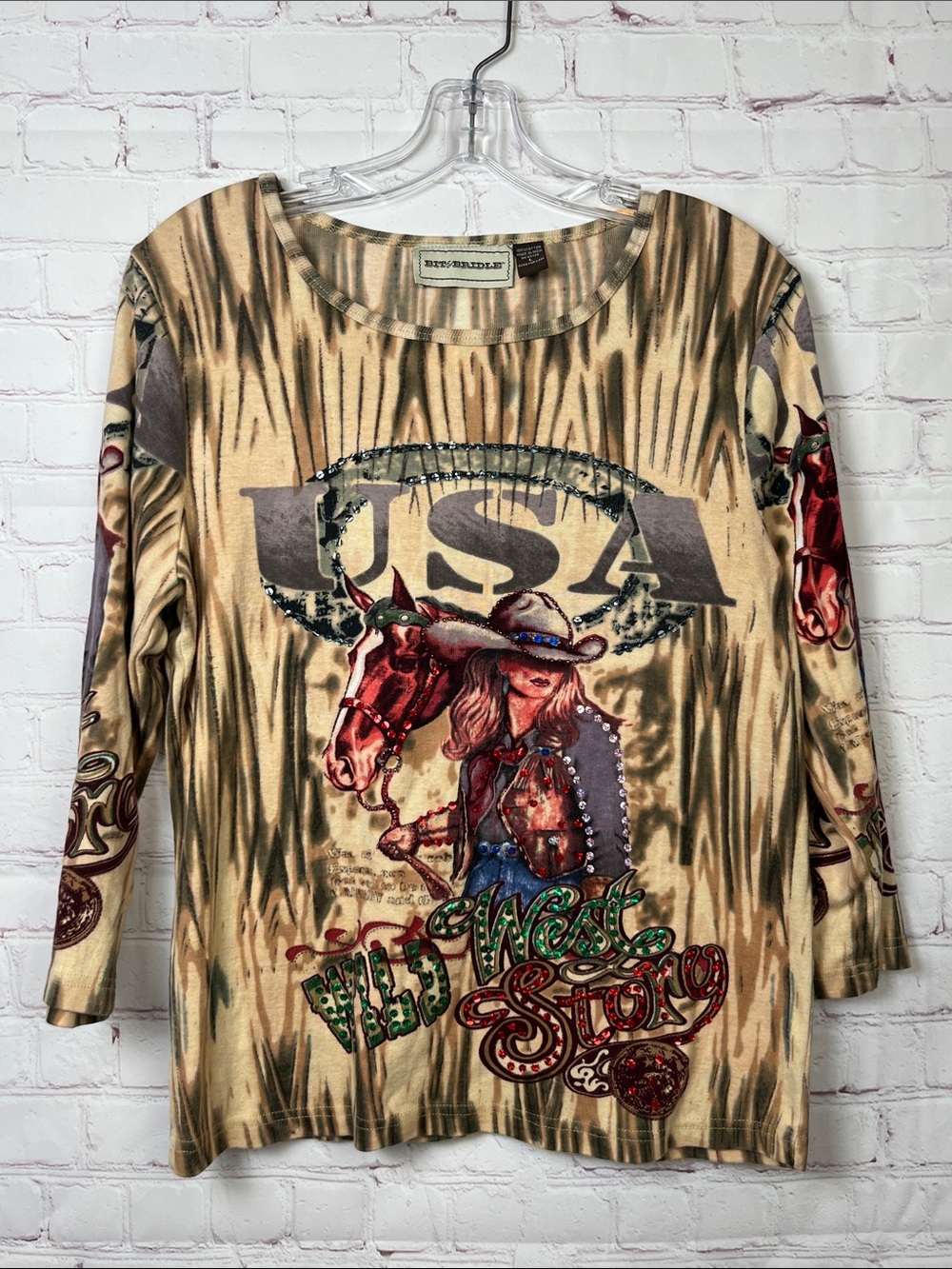 Bit & Bridle Wild West Story Bejeweled Top